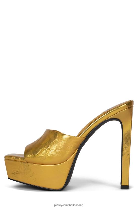 mujer Jeffrey Campbell va-glam arruga metálica dorada PHXV4X274 el reinicio de mezclilla