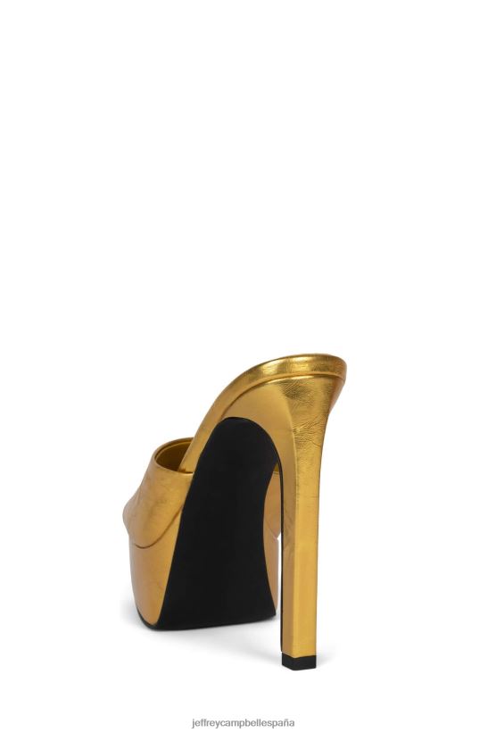 mujer Jeffrey Campbell va-glam arruga metálica dorada PHXV4X274 el reinicio de mezclilla