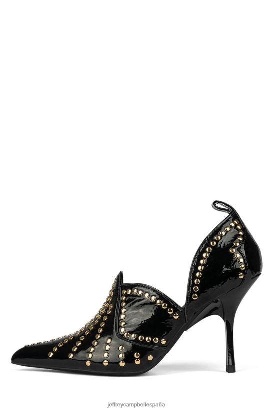 mujer Jeffrey Campbell adornado con lentejuelas oro charol negro PHXV4X904 botas vaqueras