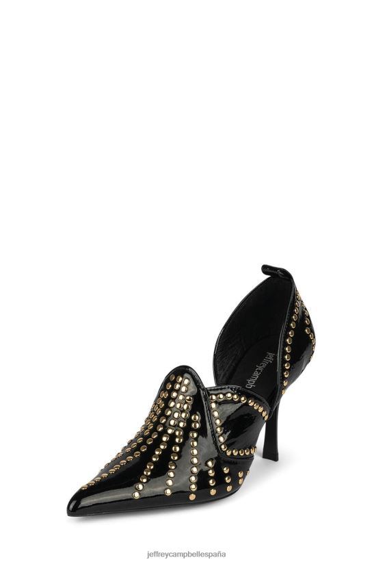 mujer Jeffrey Campbell adornado con lentejuelas oro charol negro PHXV4X904 botas vaqueras