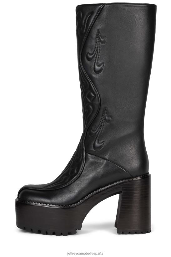 mujer Jeffrey Campbell Deadwrng-h pila de esmalte marrón negro PHXV4X859 botas hasta la rodilla