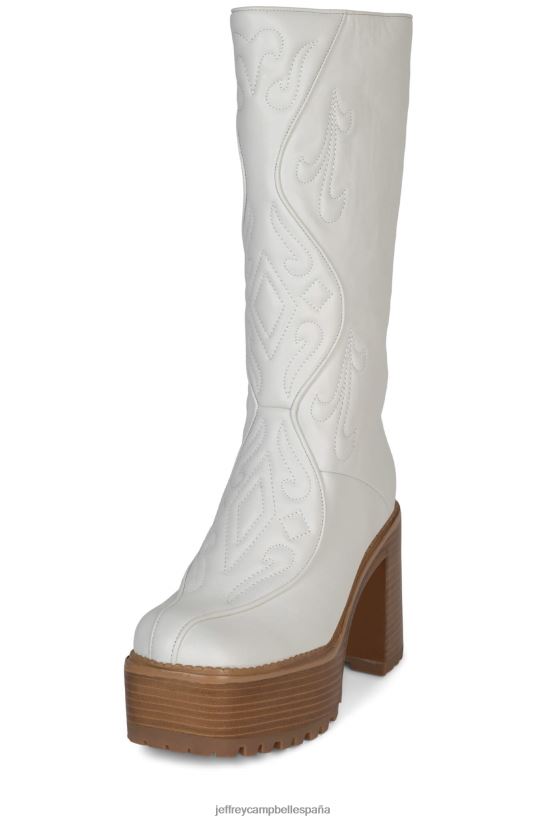 mujer Jeffrey Campbell Deadwrng-h pila de esmalte natural blanco PHXV4X858 botas hasta la rodilla