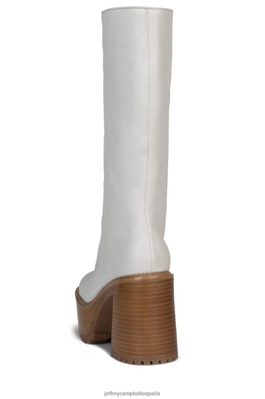 mujer Jeffrey Campbell Deadwrng-h pila de esmalte natural blanco PHXV4X858 botas hasta la rodilla