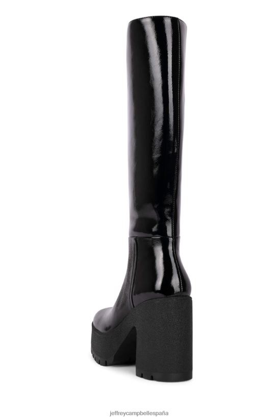 mujer Jeffrey Campbell actualizar charol arrugado negro PHXV4X801 botas hasta la rodilla