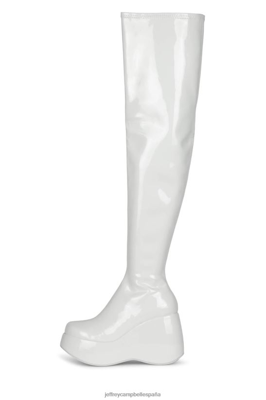 mujer Jeffrey Campbell alita-kh charol blanco PHXV4X784 botas hasta la rodilla