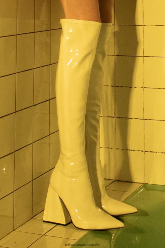 mujer Jeffrey Campbell apelaciones charol blanco PHXV4X815 botas hasta la rodilla