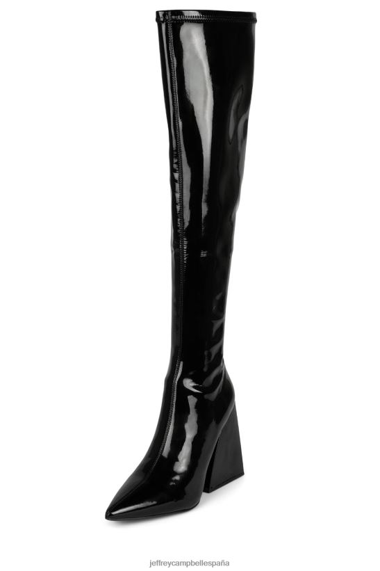 mujer Jeffrey Campbell apelaciones charol negro PHXV4X817 botas hasta la rodilla