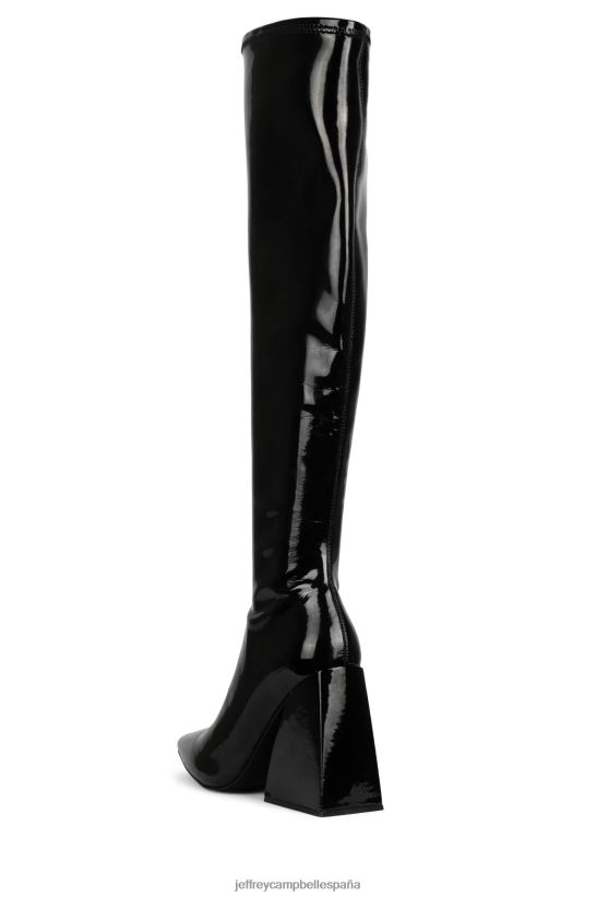 mujer Jeffrey Campbell apelaciones charol negro PHXV4X817 botas hasta la rodilla