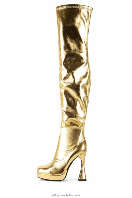 mujer Jeffrey Campbell bel-air-ok oro PHXV4X732 botas hasta la rodilla