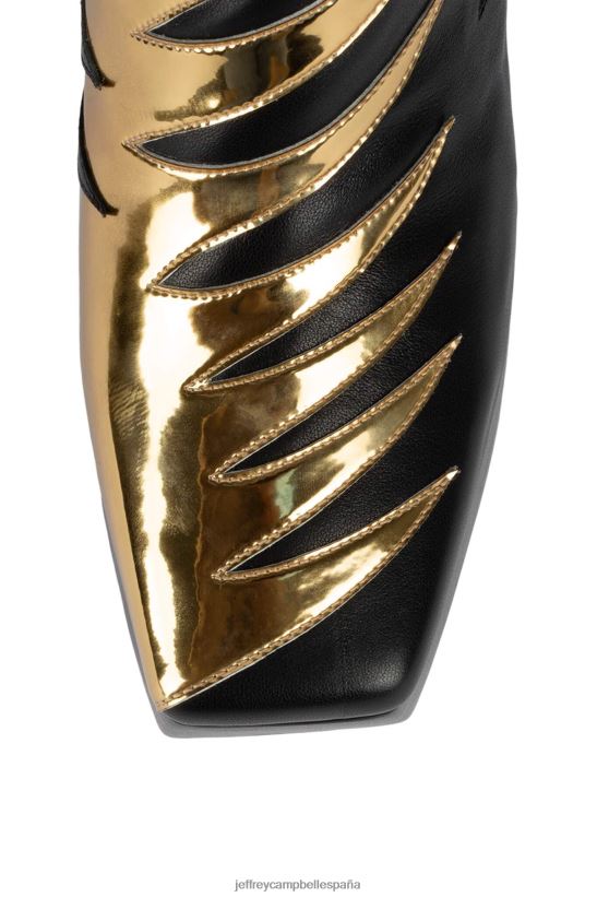 mujer Jeffrey Campbell besa esto oro negro PHXV4X735 botas hasta la rodilla