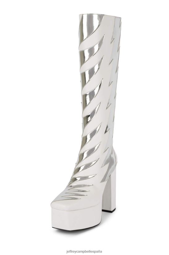 mujer Jeffrey Campbell besa esto plata blanca PHXV4X873 botas hasta la rodilla