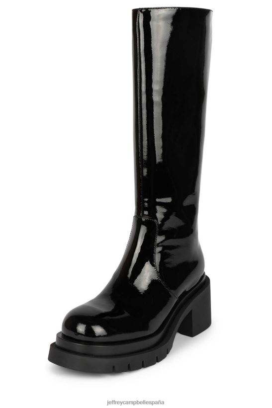 mujer Jeffrey Campbell cabalgar charol arrugado negro PHXV4X821 botas hasta la rodilla