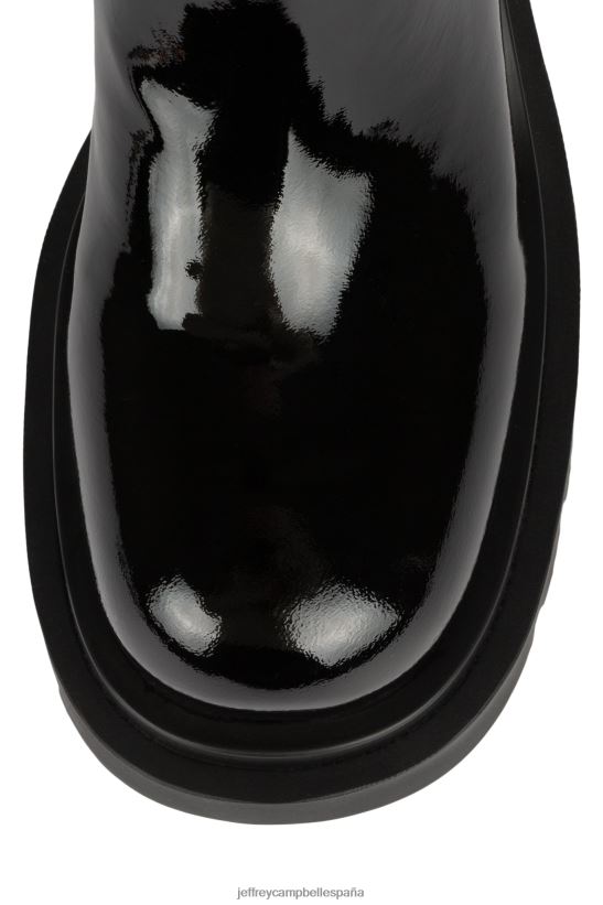 mujer Jeffrey Campbell cabalgar charol arrugado negro PHXV4X821 botas hasta la rodilla