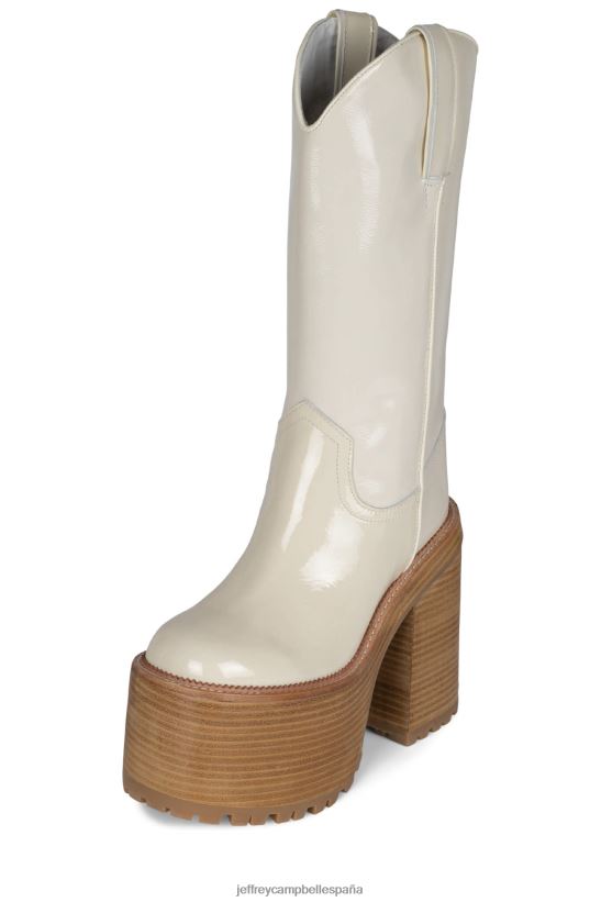 mujer Jeffrey Campbell cementerio charol marfil arrugado PHXV4X690 botas hasta la rodilla