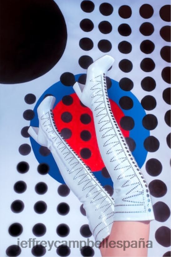 mujer Jeffrey Campbell ciena-st charol blanco arrugado plata PHXV4X779 botas hasta la rodilla