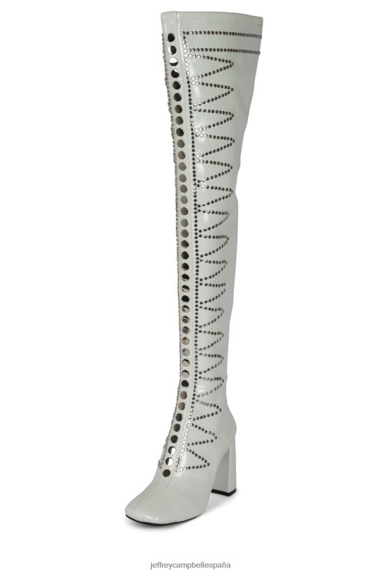 mujer Jeffrey Campbell ciena-st charol blanco arrugado plata PHXV4X779 botas hasta la rodilla