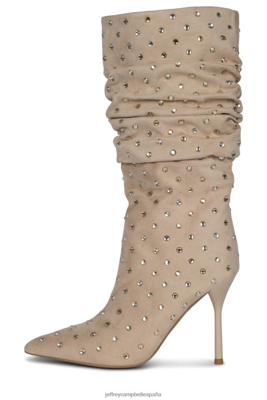 mujer Jeffrey Campbell el espárrago ante beige dorado PHXV4X757 botas hasta la rodilla