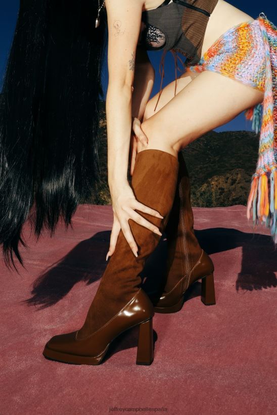 mujer Jeffrey Campbell maxim-s combo bronceado PHXV4X744 botas hasta la rodilla