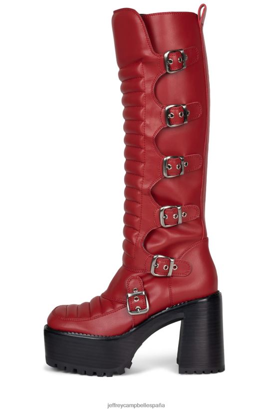mujer Jeffrey Campbell moto-xx rojo PHXV4X684 botas hasta la rodilla