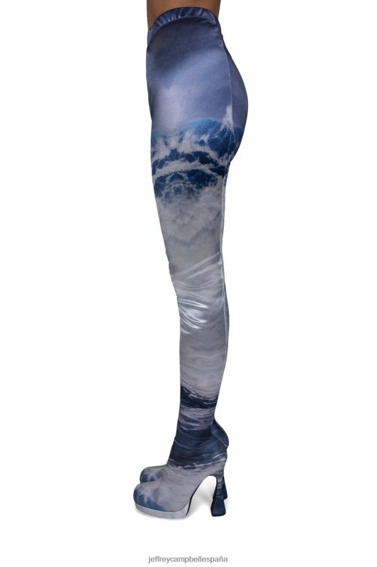 mujer Jeffrey Campbell pantalones olas azules PHXV4X886 botas hasta la rodilla