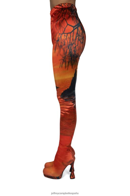 mujer Jeffrey Campbell pantalones puesta de sol naranja PHXV4X885 botas hasta la rodilla