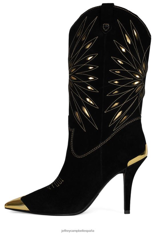 mujer Jeffrey Campbell paso-roble ante negro dorado PHXV4X769 botas hasta la rodilla