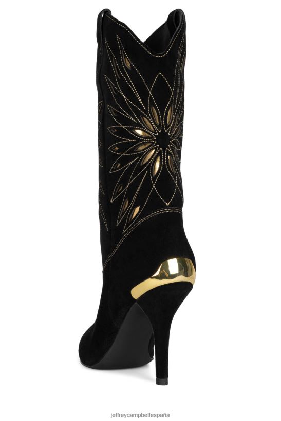 mujer Jeffrey Campbell paso-roble ante negro dorado PHXV4X769 botas hasta la rodilla