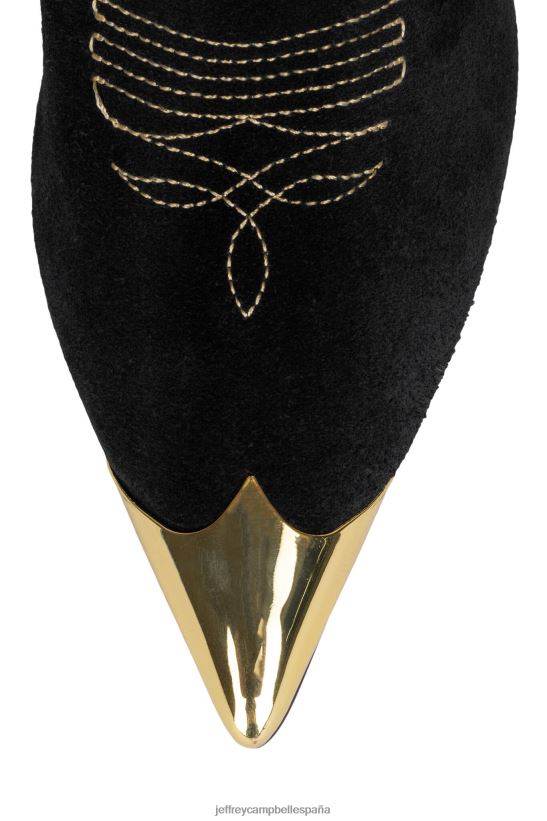 mujer Jeffrey Campbell paso-roble ante negro dorado PHXV4X769 botas hasta la rodilla