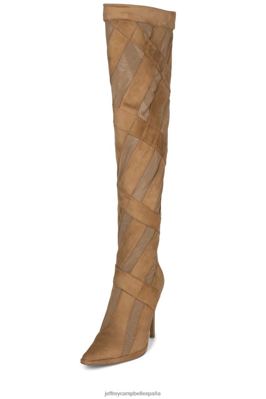mujer Jeffrey Campbell rayas-kh malla de ante natural PHXV4X700 botas hasta la rodilla
