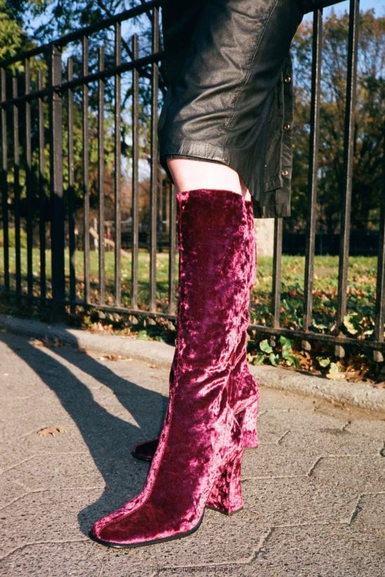 mujer Jeffrey Campbell renacimiento terciopelo triturado topo PHXV4X766 botas hasta la rodilla