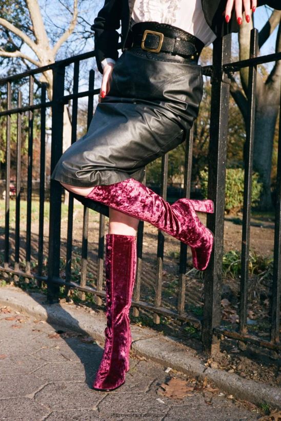 mujer Jeffrey Campbell renacimiento terciopelo triturado topo PHXV4X766 botas hasta la rodilla