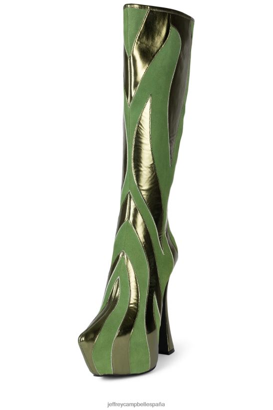 mujer Jeffrey Campbell salvaje verde ante verde metalizado PHXV4X850 botas hasta la rodilla