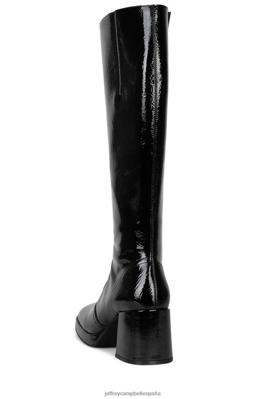mujer Jeffrey Campbell señorío charol arrugado negro PHXV4X852 botas hasta la rodilla
