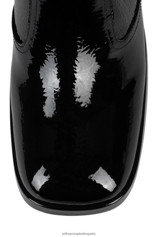 mujer Jeffrey Campbell señorío charol arrugado negro PHXV4X852 botas hasta la rodilla