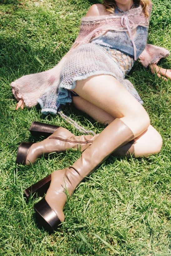 mujer Jeffrey Campbell túnel del tiempo marrón oscuro PHXV4X773 botas hasta la rodilla