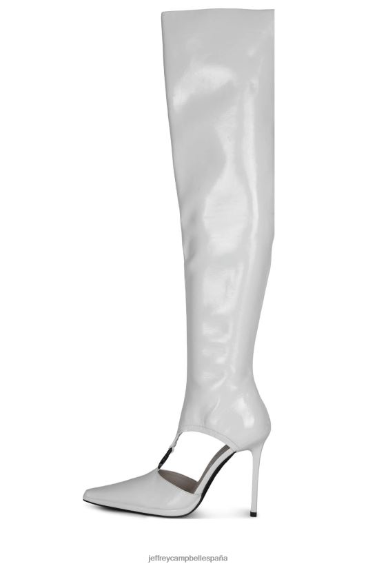 mujer Jeffrey Campbell vórticex charol arrugado blanco PHXV4X863 botas hasta la rodilla
