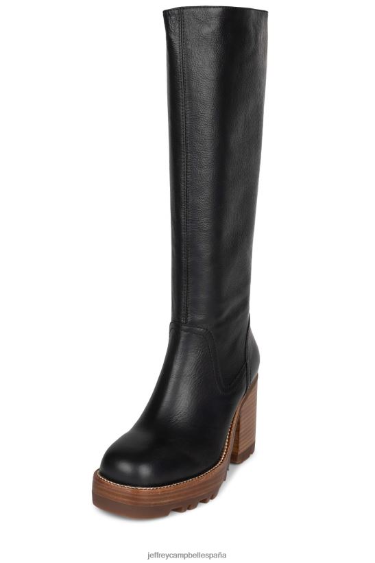 mujer Jeffrey Campbell wynona pila de esmalte negro bronceado PHXV4X753 botas hasta la rodilla