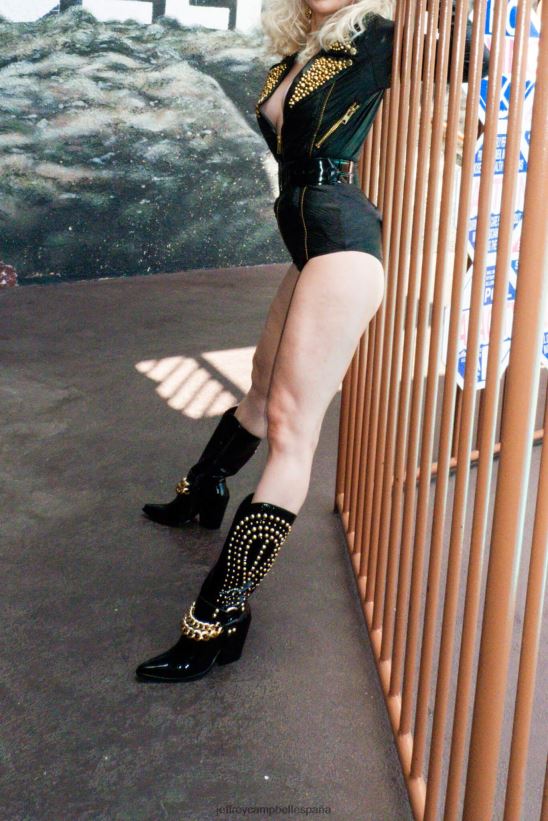 mujer Jeffrey Campbell Estefania oro negro arrugado PHXV4X427 botines