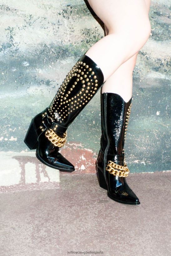 mujer Jeffrey Campbell Estefania oro negro arrugado PHXV4X427 botines