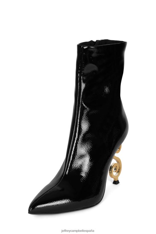 mujer Jeffrey Campbell musaí charol arrugado negro oro PHXV4X390 botines