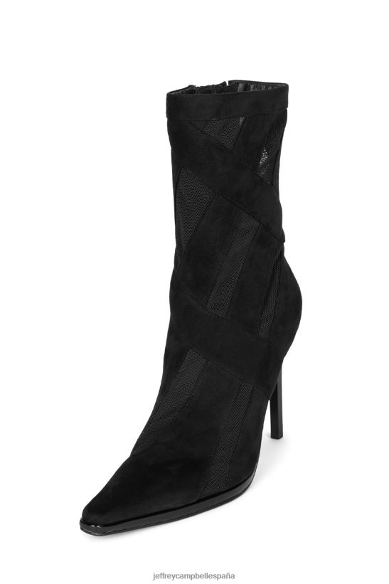 mujer Jeffrey Campbell rayas gamuza negra malla negra PHXV4X300 botines
