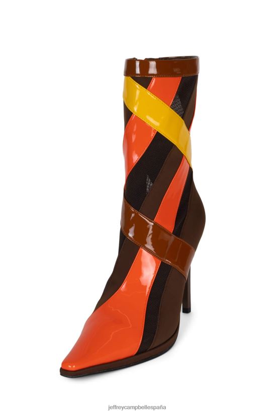 mujer Jeffrey Campbell rayas marrón anaranjado charol multi PHXV4X302 botines