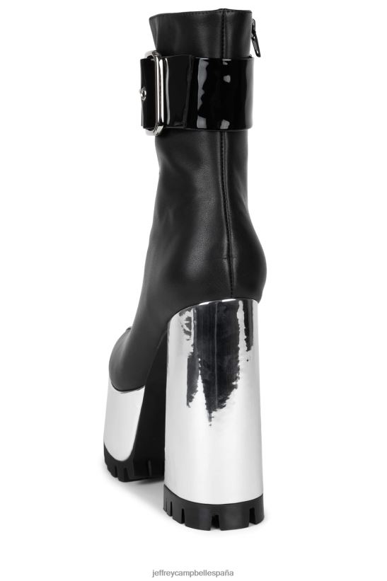 mujer Jeffrey Campbell robótico negro plateado metalizado PHXV4X312 botines