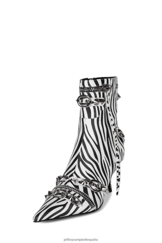 mujer Jeffrey Campbell rock alternativo cebra blanca negra PHXV4X304 botines