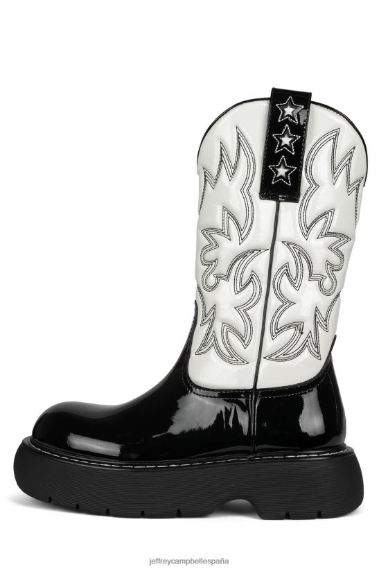 mujer Jeffrey Campbell vaquero combo de charol blanco negro PHXV4X610 botines