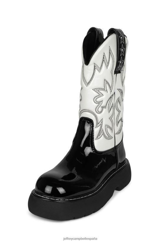 mujer Jeffrey Campbell vaquero combo de charol blanco negro PHXV4X610 botines