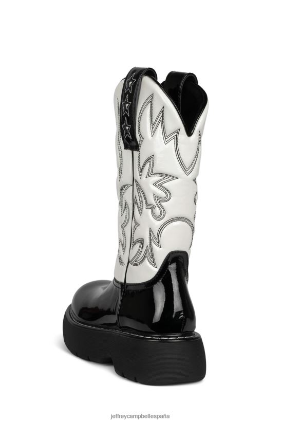 mujer Jeffrey Campbell vaquero combo de charol blanco negro PHXV4X610 botines