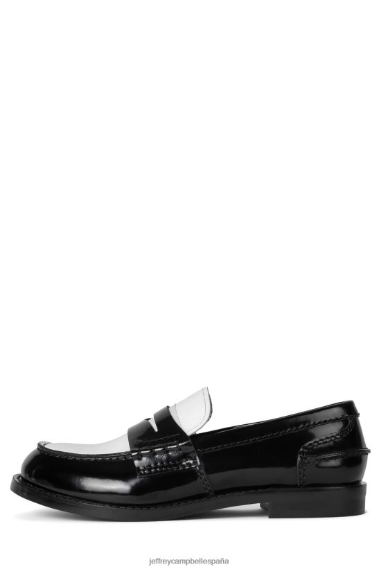 mujer Jeffrey Campbell colega caja blanca negra PHXV4X1770 mocasín y oxford