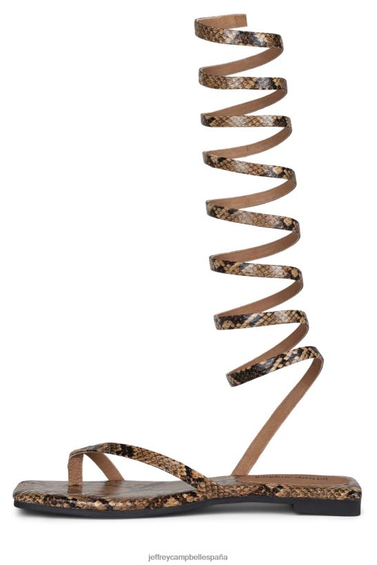 mujer Jeffrey Campbell seductor combo de serpiente bronceada PHXV4X1762 sandalias