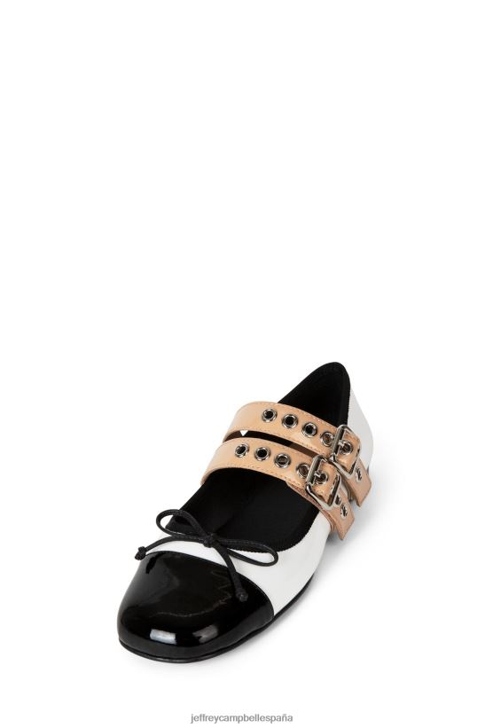mujer Jeffrey Campbell balletico charol desnudo blanco negro PHXV4X201 zapatillas de ballet
